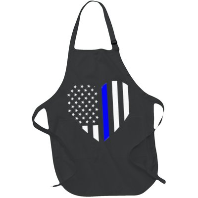 Love Our Police Officer US Flag Heart Thin Blue Line Apron