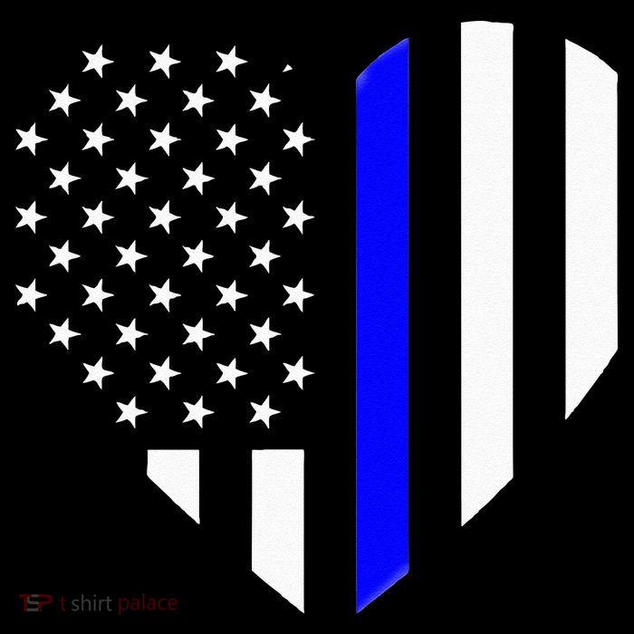 Love Our Police Officer US Flag Heart Thin Blue Line Tall T-Shirt