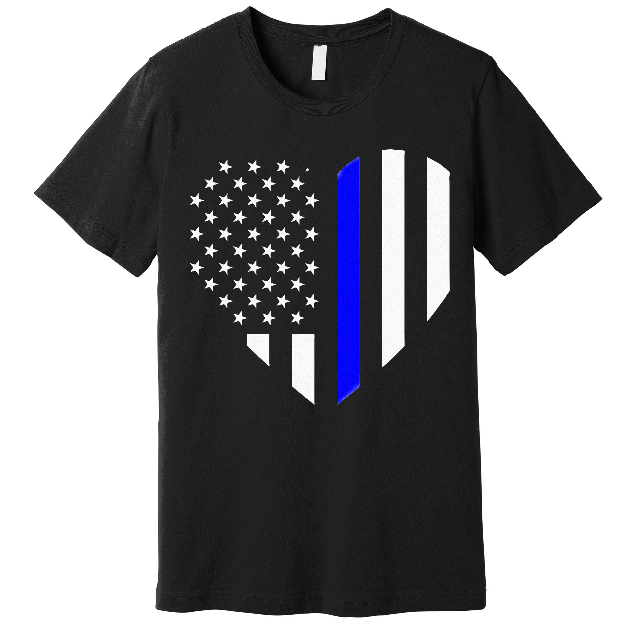 Love Our Police Officer US Flag Heart Thin Blue Line Premium T-Shirt