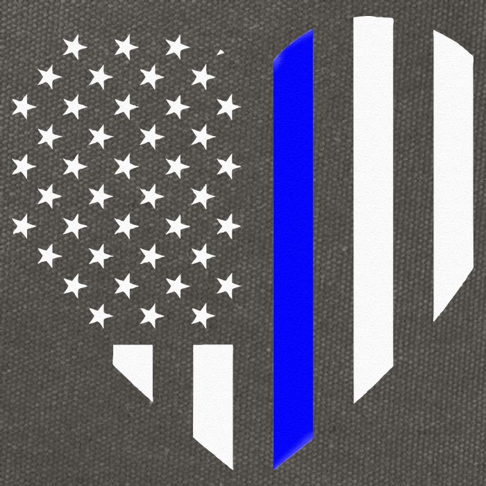 Love Our Police Officer US Flag Heart Thin Blue Line Cotton Canvas Backpack