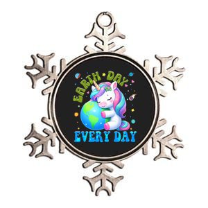 Love Our Planet Unicorn Earth Day Cute Metallic Star Ornament