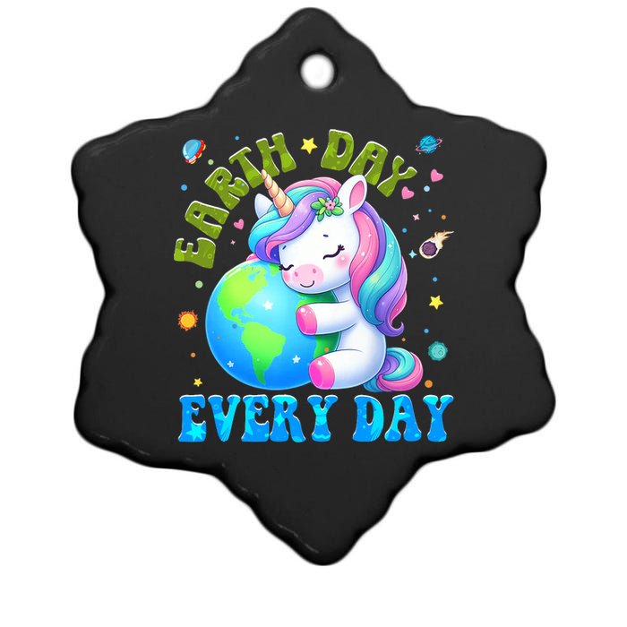 Love Our Planet Unicorn Earth Day Cute Ceramic Star Ornament