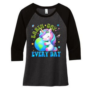 Love Our Planet Unicorn Earth Day Cute Women's Tri-Blend 3/4-Sleeve Raglan Shirt