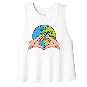 Love Our Planet Recycle Save The Environt Earth Day Funny Gift Women's Racerback Cropped Tank