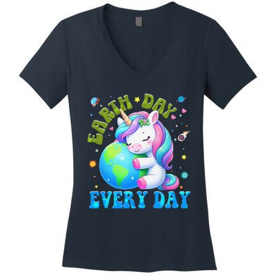 Love Our Planet Unicorn Earth Day Cute Women's V-Neck T-Shirt