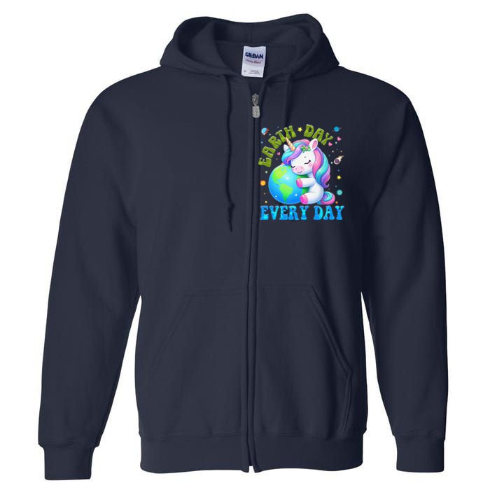 Love Our Planet Unicorn Earth Day Cute Full Zip Hoodie