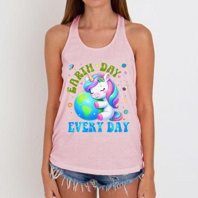 Love Our Planet Unicorn Earth Day Cute Women's Knotted Racerback Tank