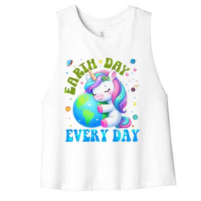 Love Our Planet Unicorn Earth Day Cute Women's Racerback Cropped Tank