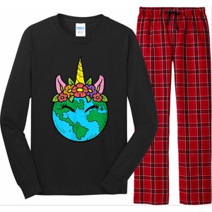 Love Our Planet Unicorn Head Earth Day Cute Gift Long Sleeve Pajama Set