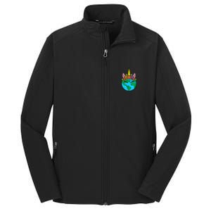 Love Our Planet Unicorn Head Earth Day Cute Gift Core Soft Shell Jacket