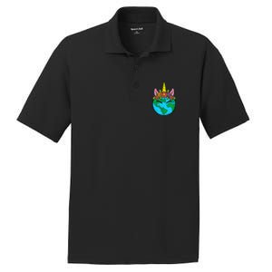 Love Our Planet Unicorn Head Earth Day Cute Gift PosiCharge RacerMesh Polo