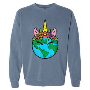 Love Our Planet Unicorn Head Earth Day Cute Gift Garment-Dyed Sweatshirt