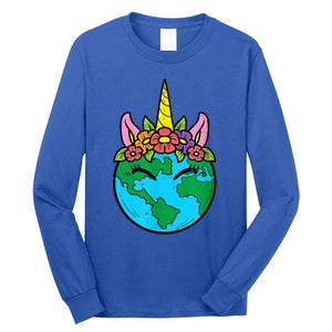 Love Our Planet Unicorn Head Earth Day Cute Gift Long Sleeve Shirt