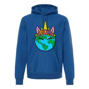 Love Our Planet Unicorn Head Earth Day Cute Gift Premium Hoodie