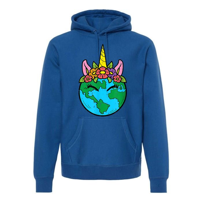 Love Our Planet Unicorn Head Earth Day Cute Gift Premium Hoodie