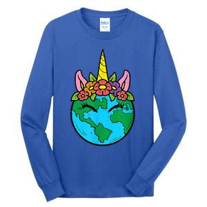 Love Our Planet Unicorn Head Earth Day Cute Gift Tall Long Sleeve T-Shirt