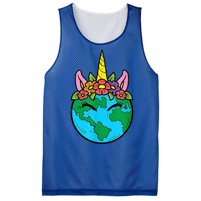 Love Our Planet Unicorn Head Earth Day Cute Gift Mesh Reversible Basketball Jersey Tank