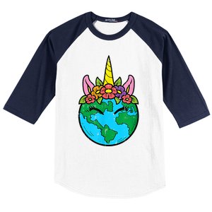 Love Our Planet Unicorn Head Earth Day Cute Gift Baseball Sleeve Shirt