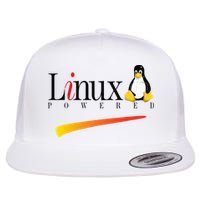 Linux Os Powered By Linux Tux Penguin Flat Bill Trucker Hat