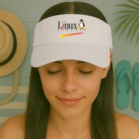 Linux Os Powered By Linux Tux Penguin Valucap Bio-Washed Visor