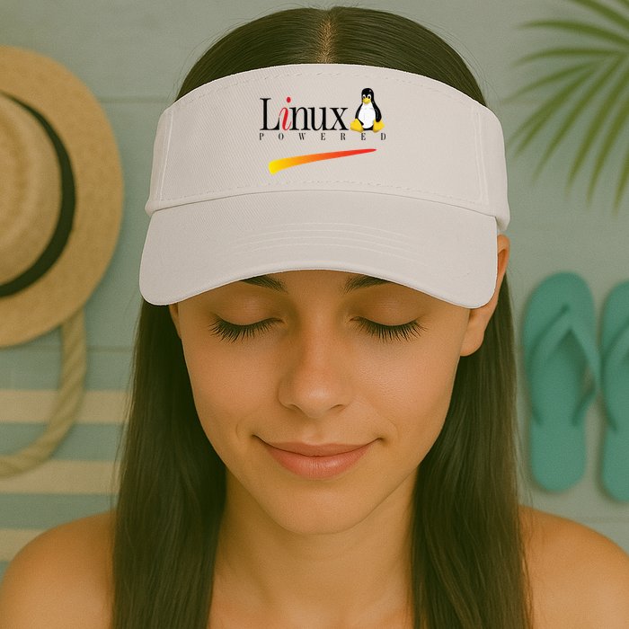 Linux Os Powered By Linux Tux Penguin Valucap Bio-Washed Visor