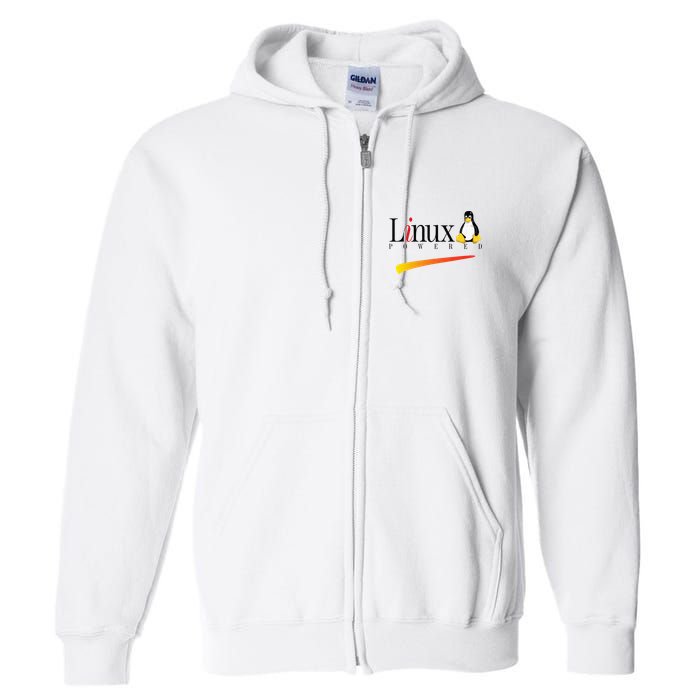 Linux Os Powered By Linux Tux Penguin Full Zip Hoodie