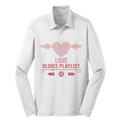 Love Oldies Playlist Heart Music Silk Touch Performance Long Sleeve Polo