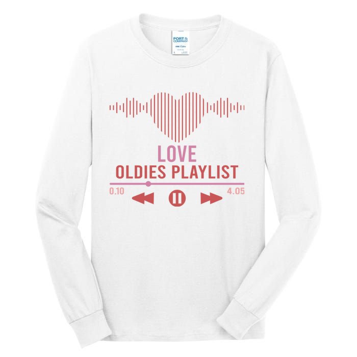 Love Oldies Playlist Heart Music Tall Long Sleeve T-Shirt