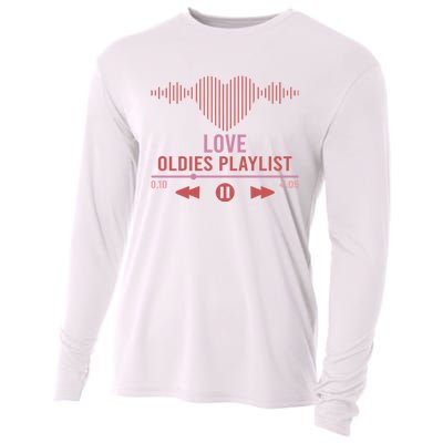 Love Oldies Playlist Heart Music Cooling Performance Long Sleeve Crew