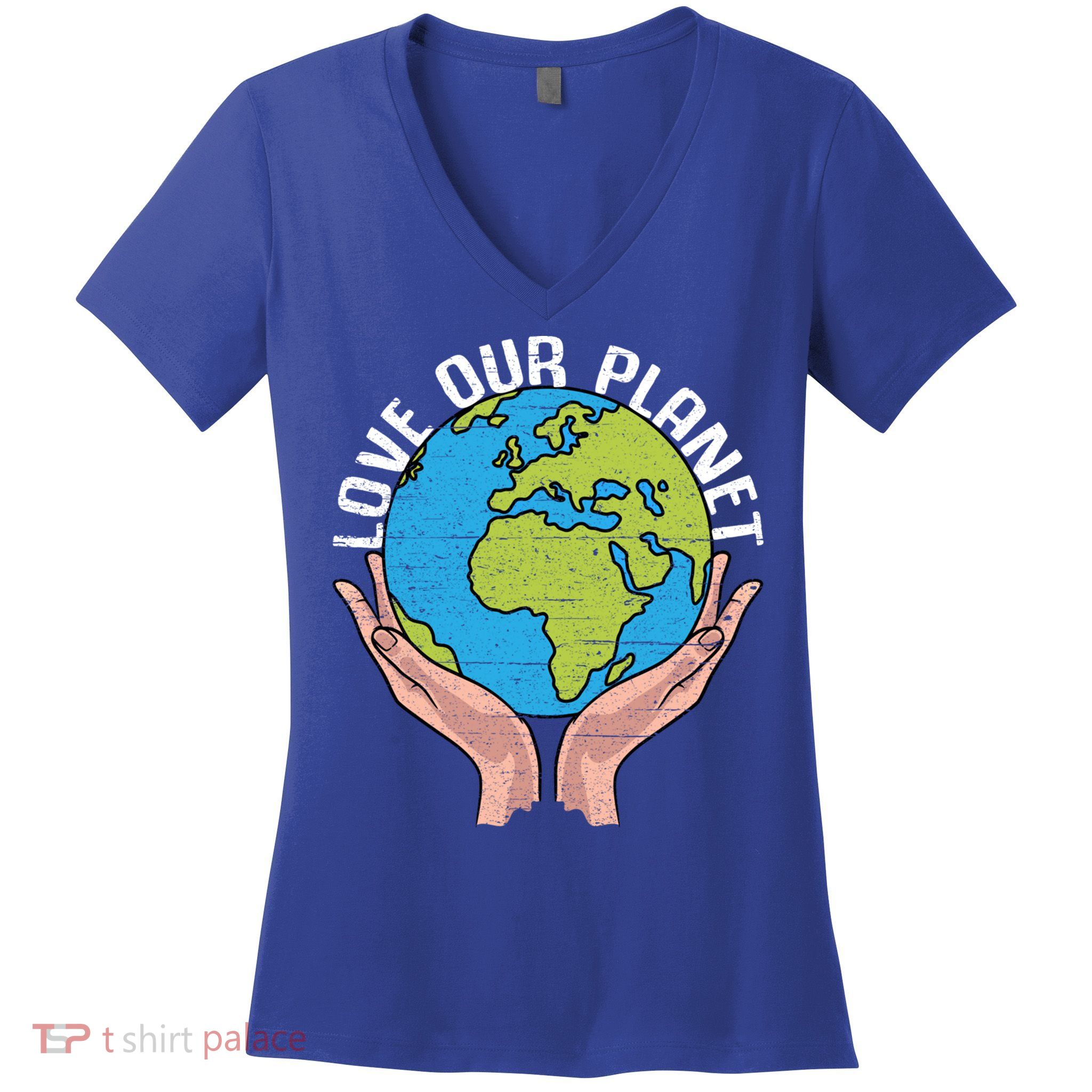 Love Our Planet Recycle Save The Environt Earth Day Gift Women's V-Neck T-Shirt