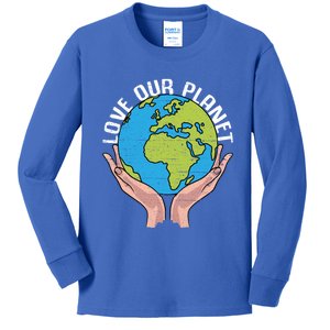 Love Our Planet Recycle Save The Environt Earth Day Gift Kids Long Sleeve Shirt