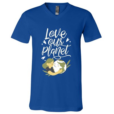 Love Our Planet Earth Day Conservation Nature Save Cute Gift V-Neck T-Shirt