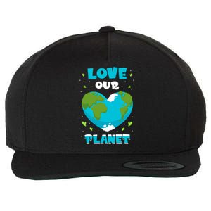 Love Our Planet Nature Conservation Save Earth Day Gift Wool Snapback Cap