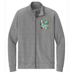 Love Our Planet Floral Earth Day Stretch Full-Zip Cadet Jacket