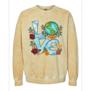 Love Our Planet Floral Earth Day Colorblast Crewneck Sweatshirt