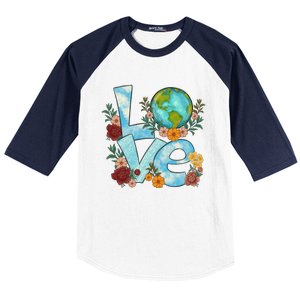 Love Our Planet Floral Earth Day Baseball Sleeve Shirt