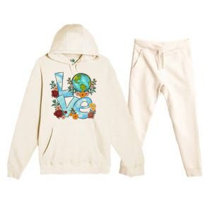 Love Our Planet Floral Earth Day Premium Hooded Sweatsuit Set