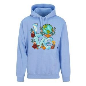 Love Our Planet Floral Earth Day Unisex Surf Hoodie