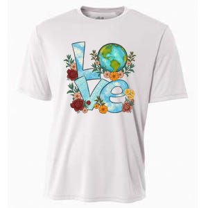 Love Our Planet Floral Earth Day Cooling Performance Crew T-Shirt