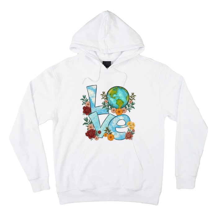 Love Our Planet Floral Earth Day Hoodie