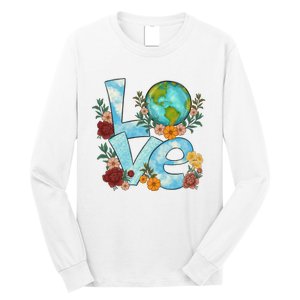 Love Our Planet Floral Earth Day Long Sleeve Shirt