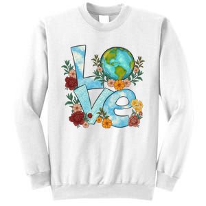 Love Our Planet Floral Earth Day Sweatshirt