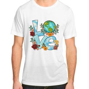 Love Our Planet Floral Earth Day Adult ChromaSoft Performance T-Shirt