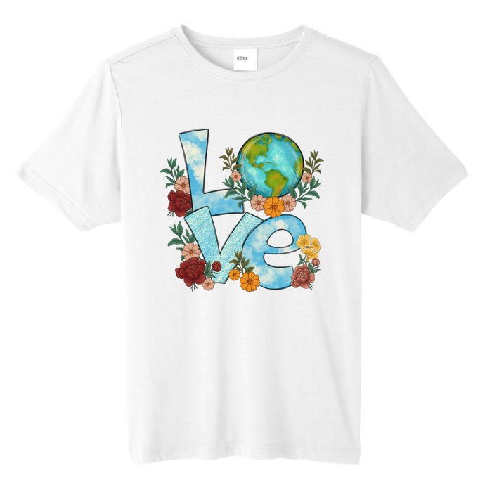 Love Our Planet Floral Earth Day Tall Fusion ChromaSoft Performance T-Shirt