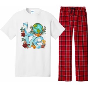 Love Our Planet Floral Earth Day Pajama Set