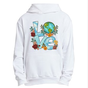 Love Our Planet Floral Earth Day Urban Pullover Hoodie