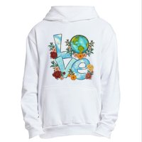 Love Our Planet Floral Earth Day Urban Pullover Hoodie