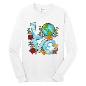 Love Our Planet Floral Earth Day Tall Long Sleeve T-Shirt