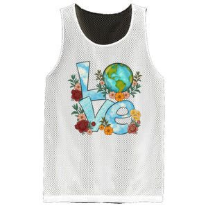 Love Our Planet Floral Earth Day Mesh Reversible Basketball Jersey Tank