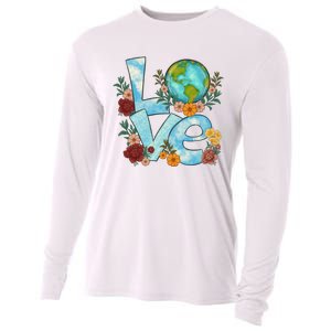 Love Our Planet Floral Earth Day Cooling Performance Long Sleeve Crew